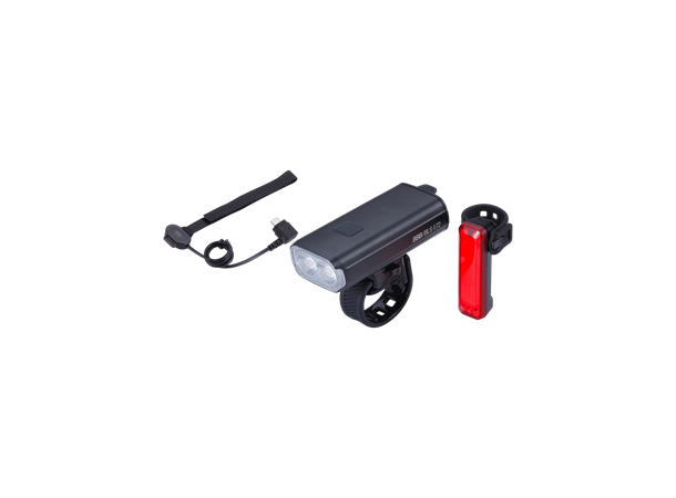 BBB StrikeDuo Combo BLS-175 lyktesett LED, 1600 Lumen, USB, Sort 