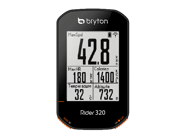 Bryton Rider 320 E GPS Computer 2.3", 72+ funksjoner, full GNSS