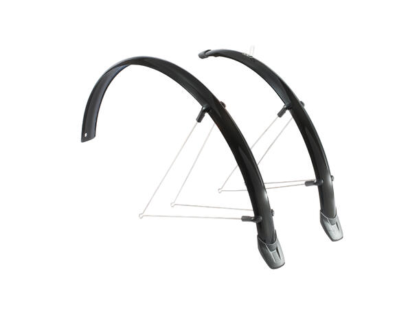 Eurofender Rapido Skjermsett 26"/58mm m/stivere, Sort, Plast, Skvettlapper 