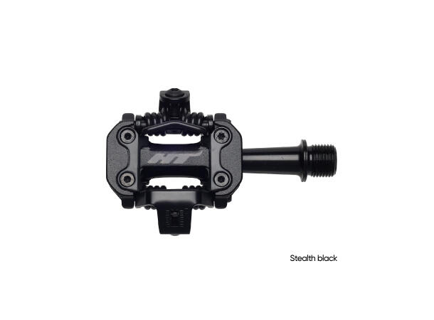 HT M2 XC Pedaler Stealth Sort Alu, m/cleats, 305gr 