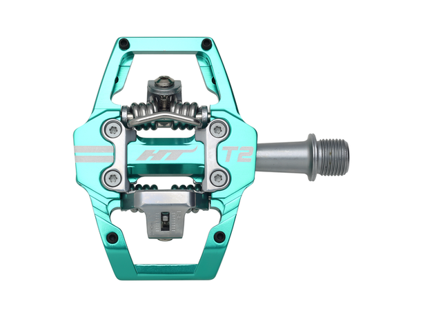 HT T2 Enduro Pedaler Turkis Alu, 4-pins, m/cleats, 376gr 