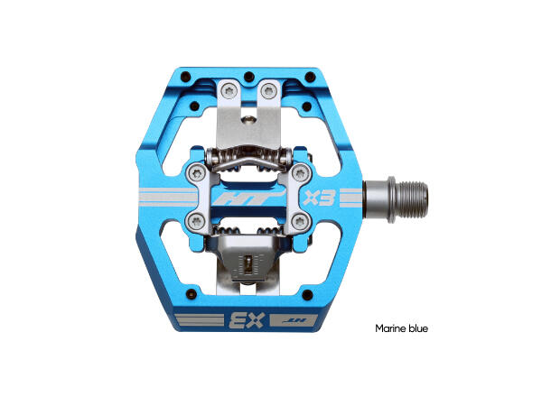 HT X3 DH Race Pedaler Blå Alu, m/cleats, 476gr 
