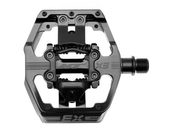 HT X3 DH Race Pedaler Stealth Sort Alu, m/cleats, 476gr 