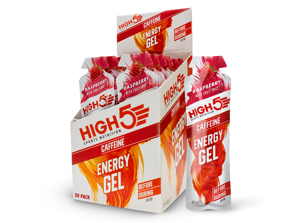 HIGH5 EnergyGel Koffein Bringebær 20pk, 40gr 