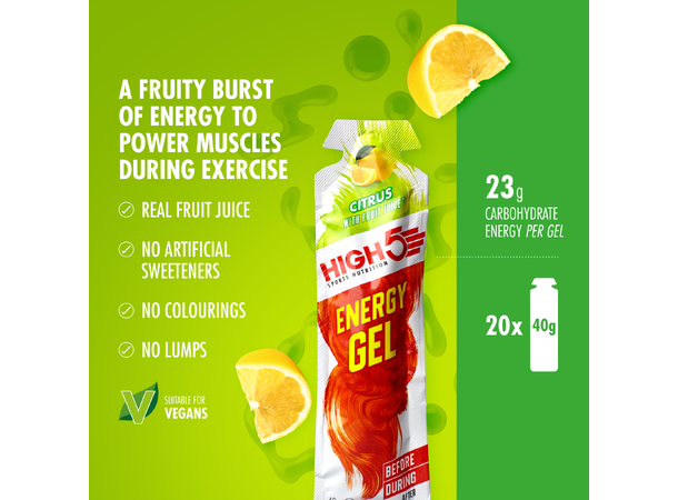 HIGH5 EnergyGel Sitrus 20pk, 40gr 