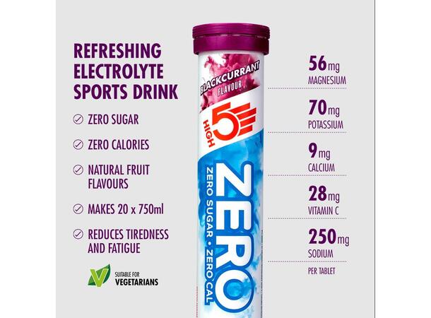 HIGH5 Zero Solbær 8pk, 80gr - 20 tabletter 