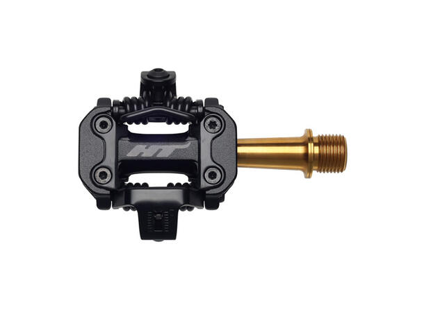 HT M2 Ti XC Pedaler Stealth Sort Alu, titan aksling, m/cleats, 260g 