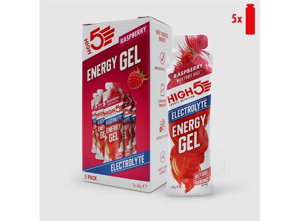 HIGH5 EnergyGel Electrolyte Bringebær 5pk, 60gr 