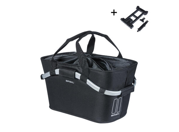Basil Classic Carry All MIK Kurv Bak Sort, Alu/Stoff, 22 ltr, ink MIK Plate 