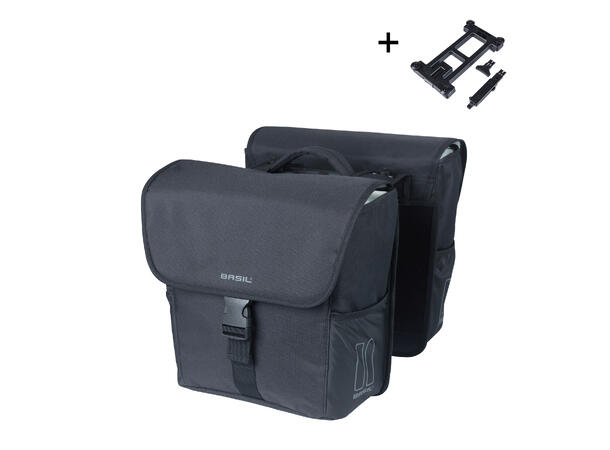 Basil GO Go-Double MIK Sideveske Sett Sort, 32 ltr, ink MIK system 