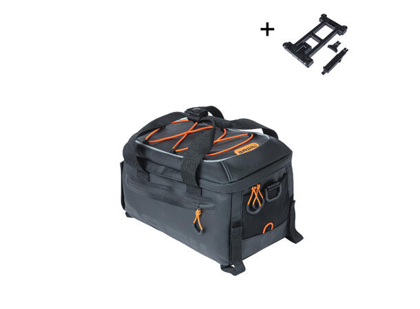 Basil Miles Bagasjebrett Veske Sort/Oransje, 7 ltr, IPX3,ink MIK System 