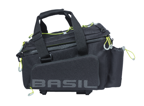Basil Miles XL MIK Bagasjebrett Veske Sort/Lime, 9-36 ltr, ipx3,ink MIK System 