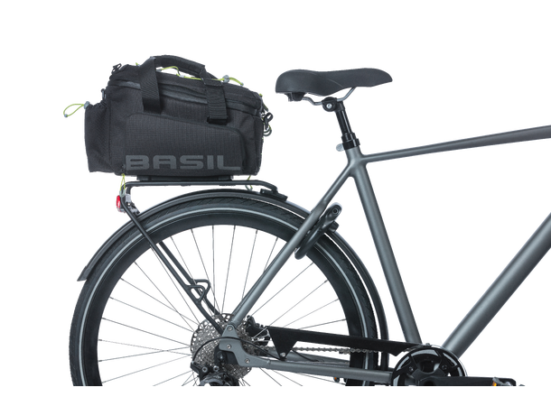 Basil Miles XL MIK Bagasjebrett Veske Sort/Lime, 9-36 ltr, ipx3,ink MIK System 