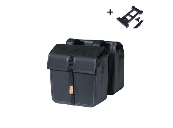 Basil Urban MIK Sideveske Sett Sort, 50l, Vanntett(IPX3), ink MIK plate 