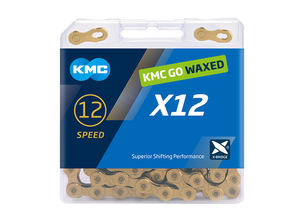 KMC X12 Ti-N Go Waxed Kjede Gull 12-Delt, 126 ledd, 5.2mm 