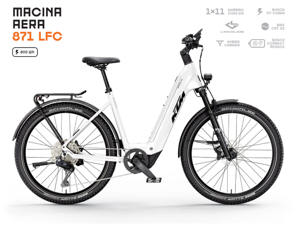 KTM Macina Aera 871 LFC US/51 Hvit BOSCH PT-CX8K4, 1x11 SHIMANO CUES DI2, 5 