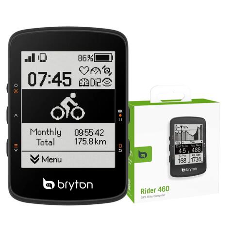 Bryton Rider 460 E GPS Computer 2.6&quot; , Mono LCD skjerm, full GNSS, 58g