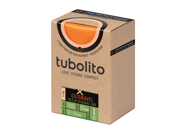Tubolito X-Tubo Presta Gravel 28" Slange 30/50-622mm,TPU,oransje 60mm ventil,130g 