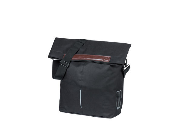 Basil City Shopper MIK Hooks Sideveske Sort, 16 liter, MIK Hooks System 