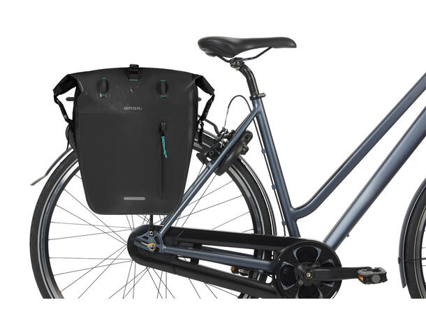 Basil Rivo MIK Hooks Sideveske L Sort, 31Liter, MIK Hooks System,Vanntett 