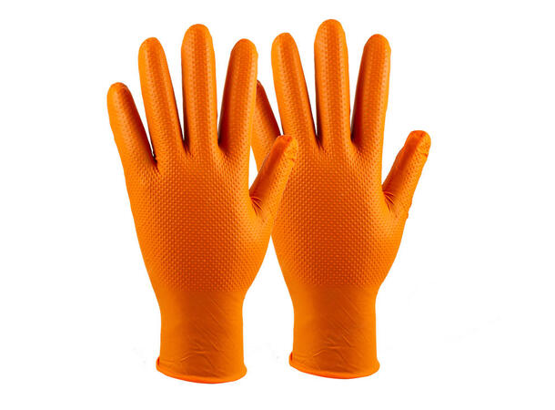 Batex Engangshanske Oransje Nitril 9/Large, 100stk, Diamantmønster 