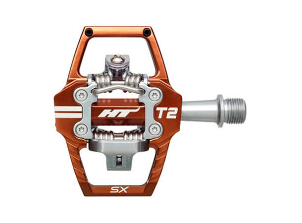 HT T2-SX BMX Pedaler Root Beer Brun Alu, 4-pins, m/cleats, 372gr 
