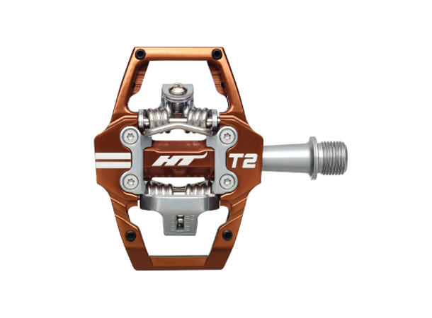 HT T2 Enduro Pedaler Root Beer Brun Alu, 4-pins, m/cleats, 376gr 