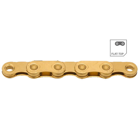 KMC X12 Flat Ti-N Go Waxed Kjede Gull 12/13-Delt, 126 ledd, 5.2mm