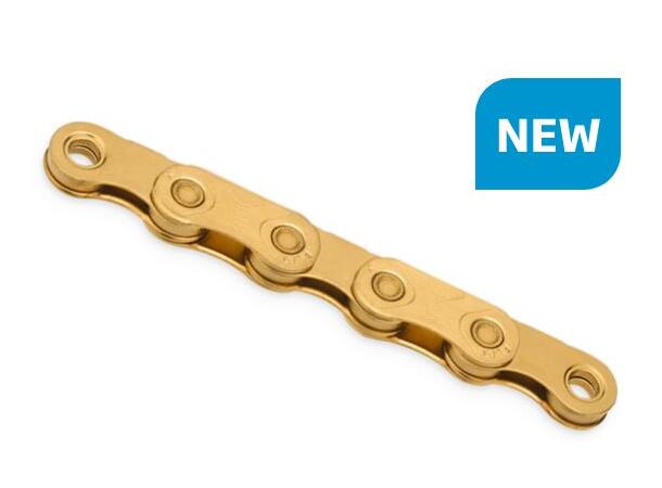 KMC X12 Flat Ti-N Go Waxed Kjede Gull 12-Delt, 126 ledd, 5.2mm 