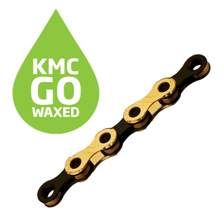 KMC X12 Ti-N Go Waxed Kjede Gull/Sort 12-Delt, 126 ledd, 5.2mm