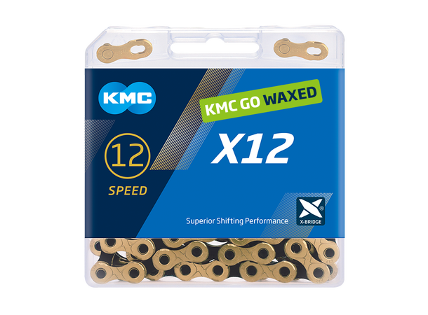KMC X12 Ti-N Go Waxed Kjede Gull/Sort 12-Delt, 126 ledd, 5.2mm 
