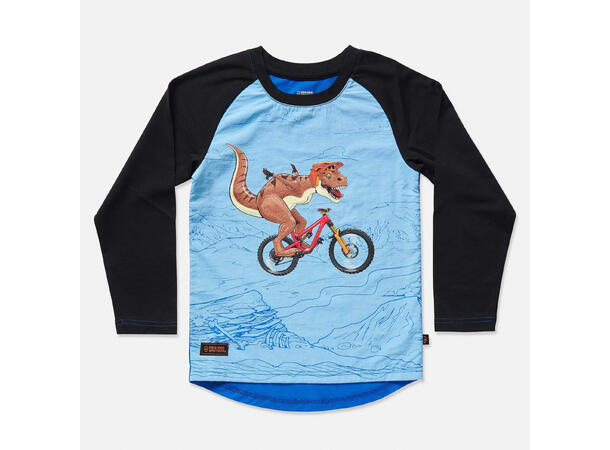 Kids Ride Shotgun MTB Trøye Dino XXS Blå, 2 år, vindtett front, lang arm 