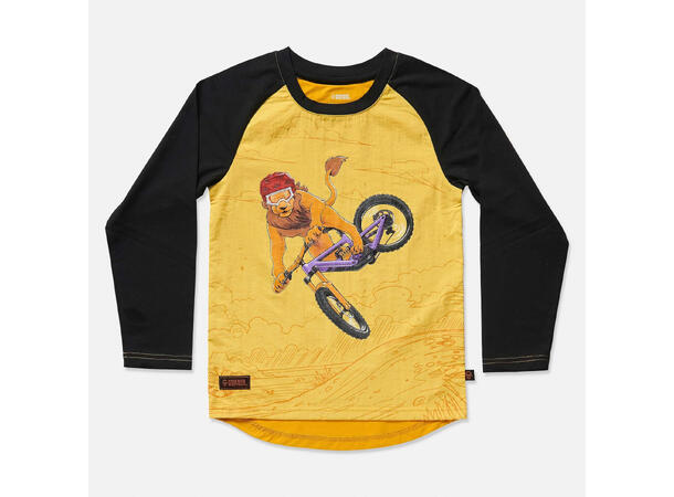 Kids Ride Shotgun MTB Trøye Lion XS Gul, 4 år, vindtett front, lang arm 