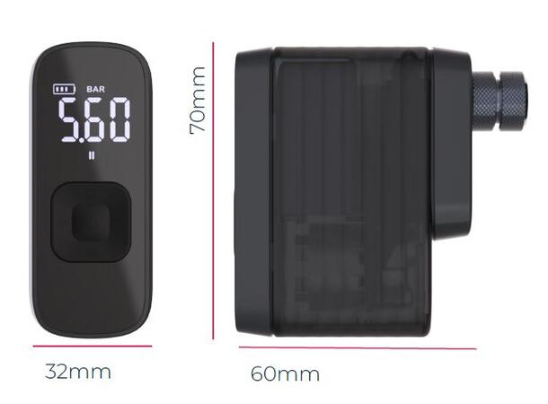 BBB BarBank BMP-201 Elektrisk Minipumpe LED-Display, 120psi/8.2bar, 160g, 600mAh 