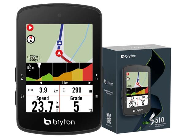 Bryton Rider S510 E GPS Computer 2.8", fargeskjerm-touch, full GNSS, 96g 