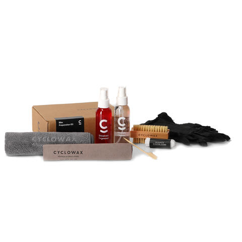 Cyclowax Bike Preparation Rense Sett Avfetting, børste, klut, hansker