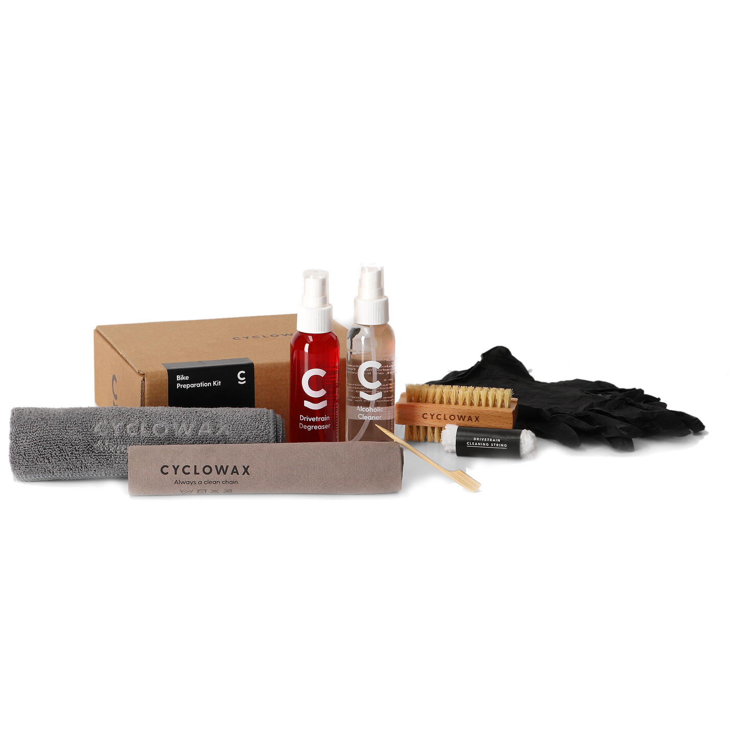 Cyclowax Bike Preparation Rense Sett Avfetting, børste, klut, hansker