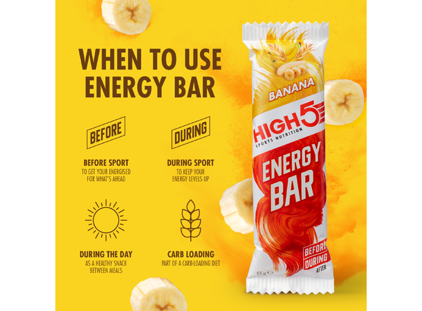 HIGH5 EnergyBar Banan 12pk, 55gr, Dato:30/6-2026 