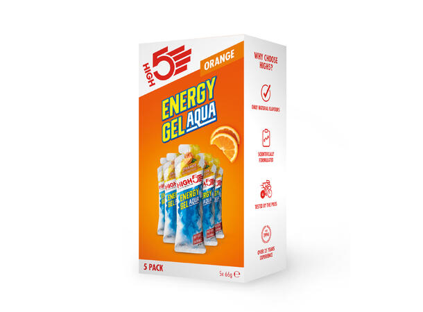 HIGH5 EnergyGel Aqua Appelsin 5pk, 66gr - DATO 30/11-25 