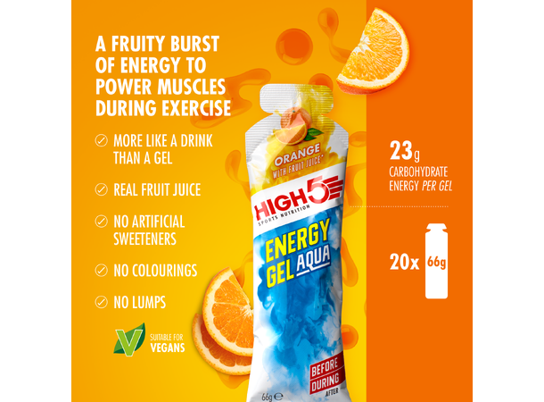 HIGH5 EnergyGel Aqua Appelsin 5pk, 66gr - DATO 30/11-25 