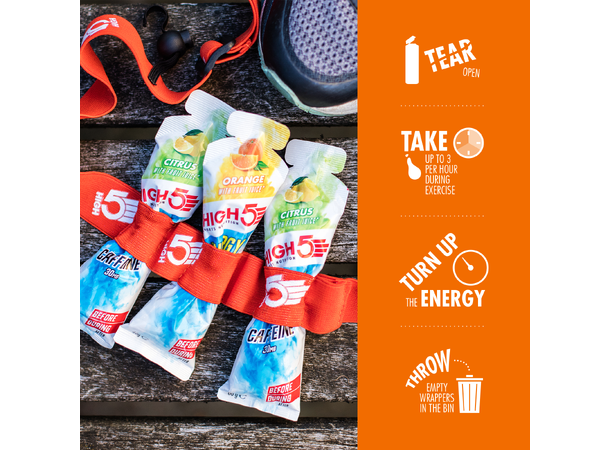 HIGH5 EnergyGel Aqua Appelsin 5pk, 66gr - DATO 30/11-25 
