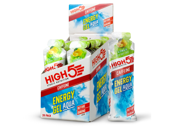 HIGH5 EnergyGel Aqua Koffein Sitrus 20pk, 66gr - DATO 31/7-25 