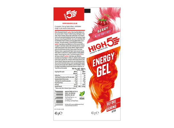 HIGH5 EnergyGel Bær 20pk, 40gr, Dato:30/4-2026 