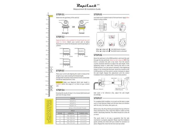 RapiLock QUIK 12x142 Aksling Bak L-1.5 Alu, 12x166-172mm, P1.5, 68gr 