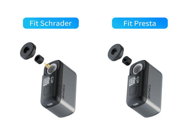 Topump TB2 Pro Elektrisk Minipumpe LED-Display, 120psi/8.3bar, 130g, 450mAh 