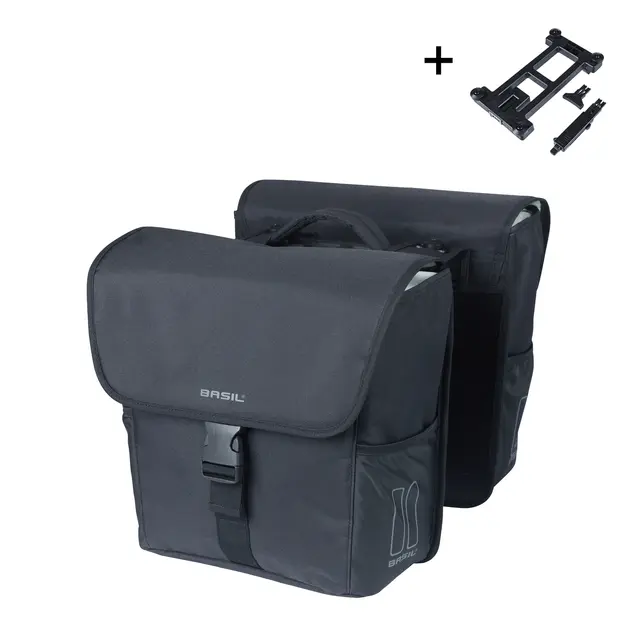 Basil GO Go-Double MIK Sideveske Sett Sort, 32 ltr, ink MIK system 