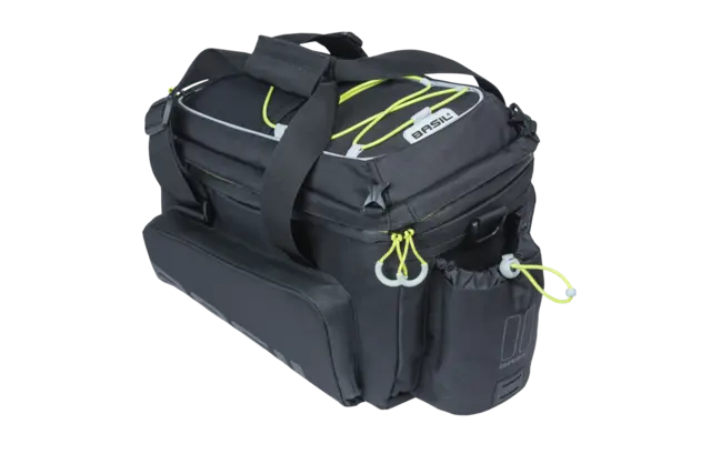Basil Miles XL MIK Bagasjebrett Veske Sort/Lime, 9-36 ltr, ipx3,ink MIK System 