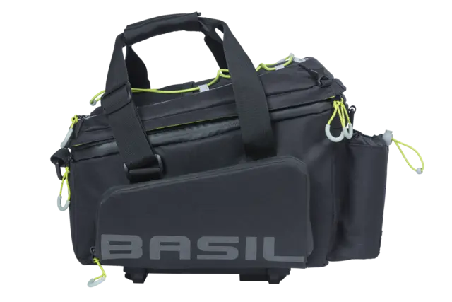 Basil Miles XL MIK Bagasjebrett Veske Sort/Lime, 9-36 ltr, ipx3,ink MIK System 