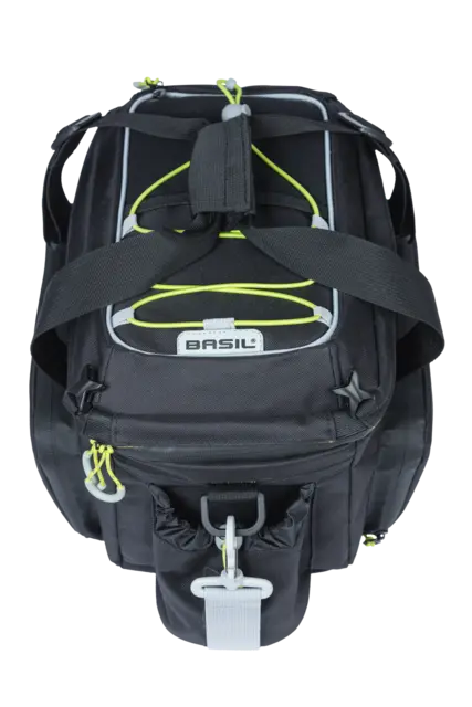 Basil Miles XL MIK Bagasjebrett Veske Sort/Lime, 9-36 ltr, ipx3,ink MIK System 