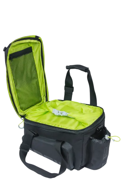 Basil Miles XL MIK Bagasjebrett Veske Sort/Lime, 9-36 ltr, ipx3,ink MIK System 